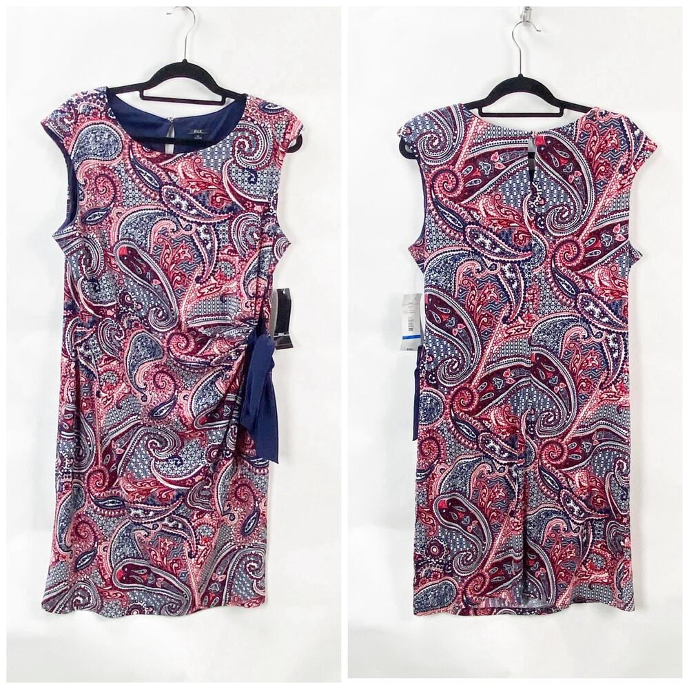 2/$30 R&K XL NWT Womens Multicolor Paisley Print Gather Sleeveless Midi Dress